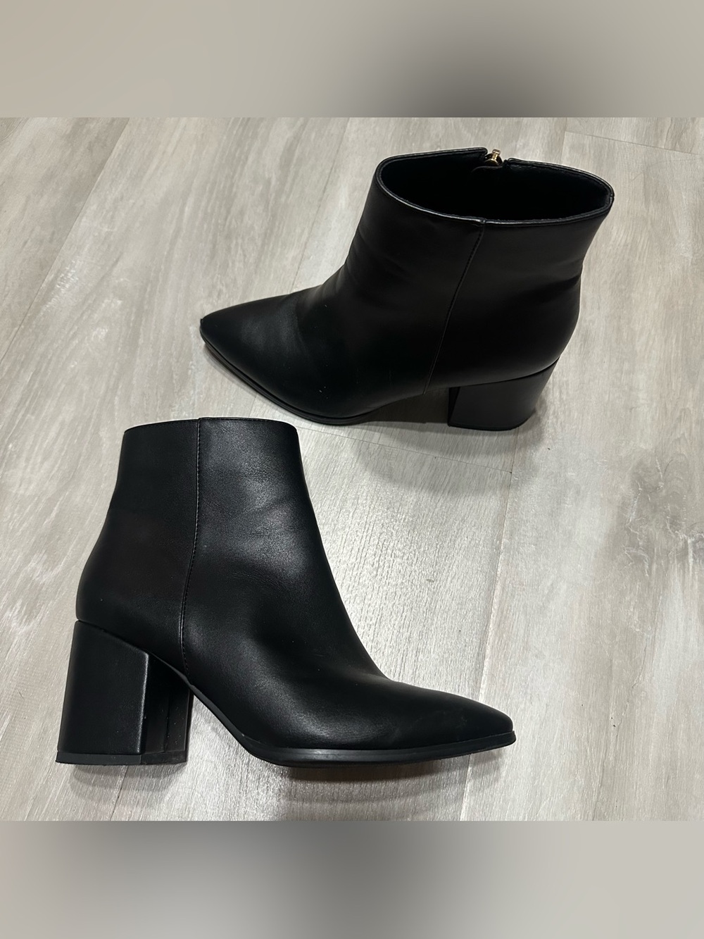 IDIFU Black Black Heel Pointed Toe Booties Boots Sz 7.5